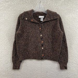 Y2K 2000s Petite Sophisticate Brown Knit Button Up Fairy Grunge Cardigan S/M